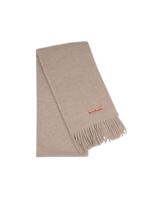 Acne Natural Logo Patch Fringed-Edge Scarf for men