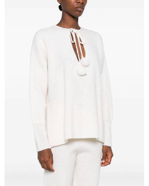 Golden Goose Deluxe Brand White Mary Lou Front-Tied Knitted Jumper