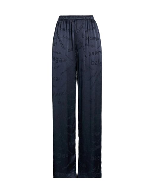 Balenciaga Blue Printed Versatile Minimalist Casual Trousers