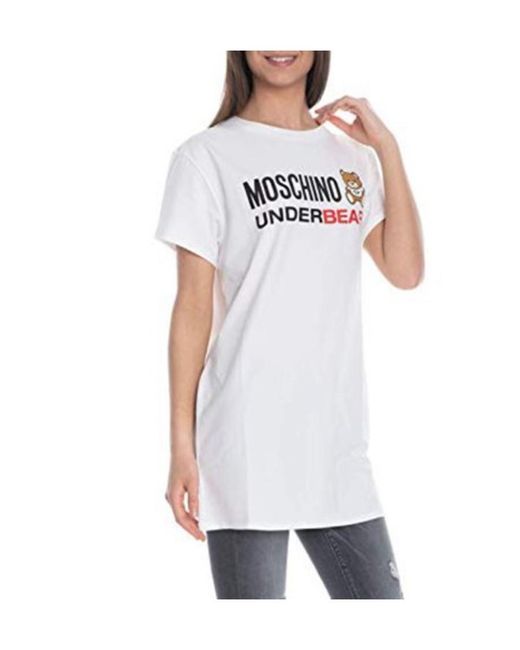 Moschino White Logo Details T-Shirt Dress