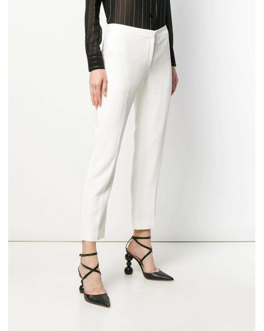 McQueen White Straight Leg Cropped Trousers