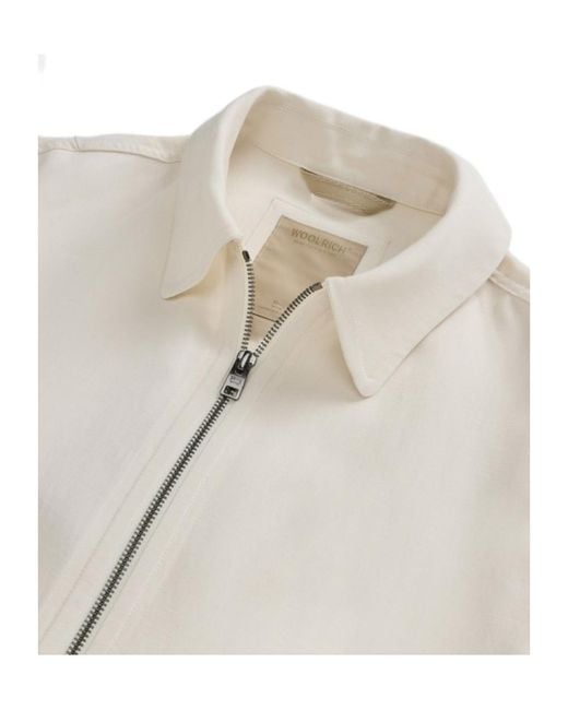 Woolrich White Zip-Up Collar Jacket