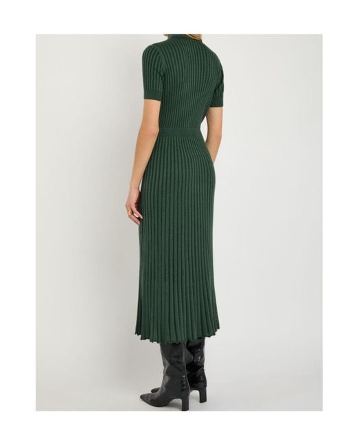 Gabriela Hearst Green Amor Ribbed Cashmere-Blend Midi Shirt Dress