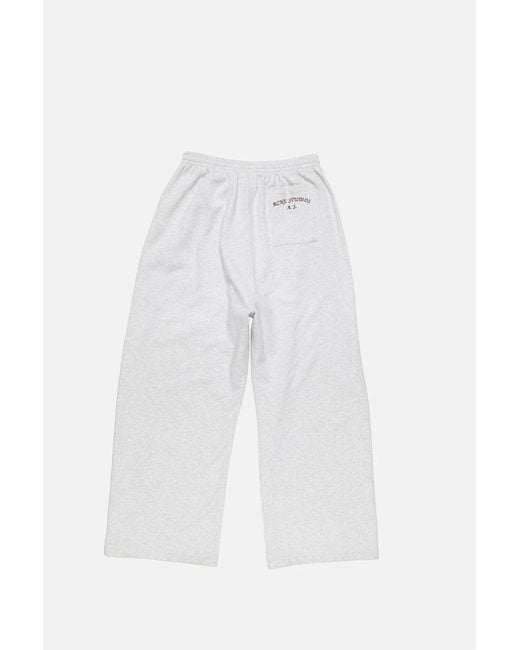 Acne White Logo Embroidered Trousers for men