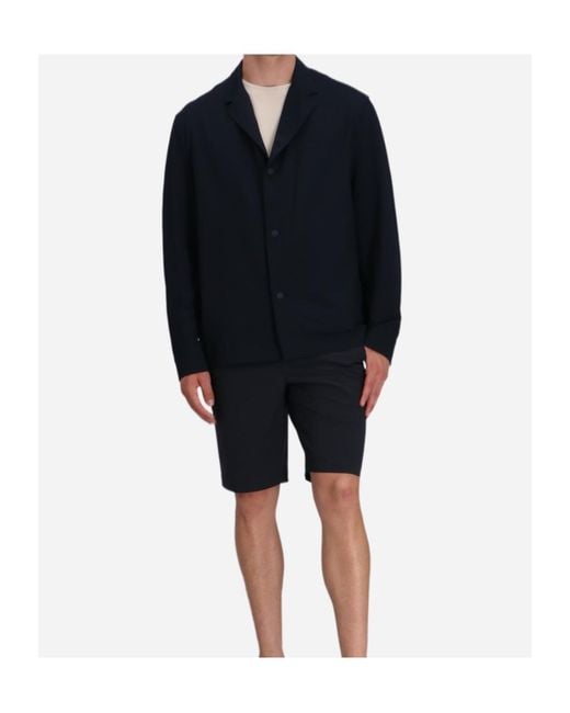 Boss Blue Notched-Collar Button-Up Jacket for men