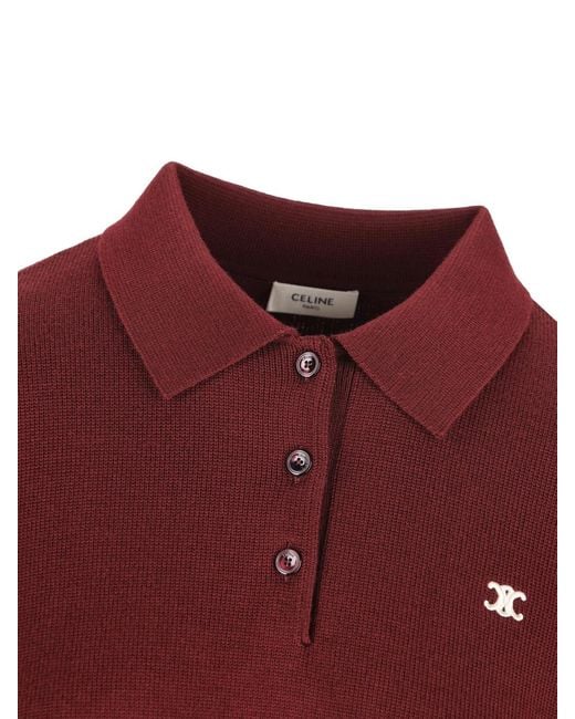 Céline Red Cropped Polo