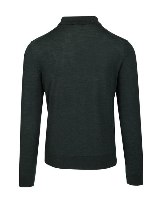 Etro Green Fuji Knitted L/S Polo Wool Silk for men