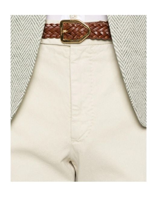 Incotex Natural Buttoned Cotton Pants for men