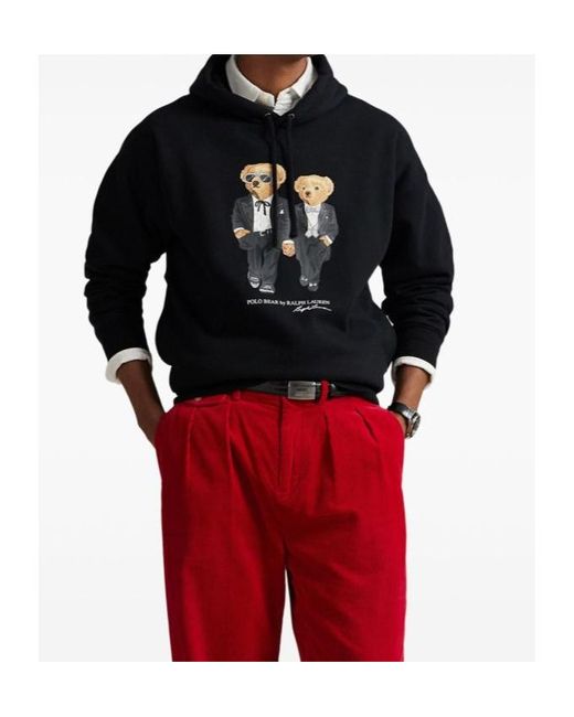 Polo Ralph Lauren Black The Ralph Ricky Tuxedo Bear Hoodie for men