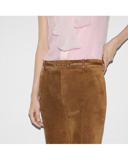 Gucci Brown Horsebit Cropped Pants