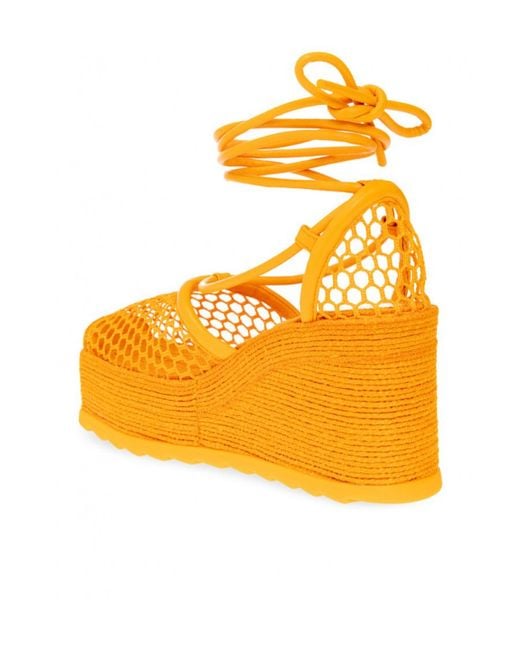 Bottega Veneta Metallic Net-Panel 90Mm Wedge Sandals