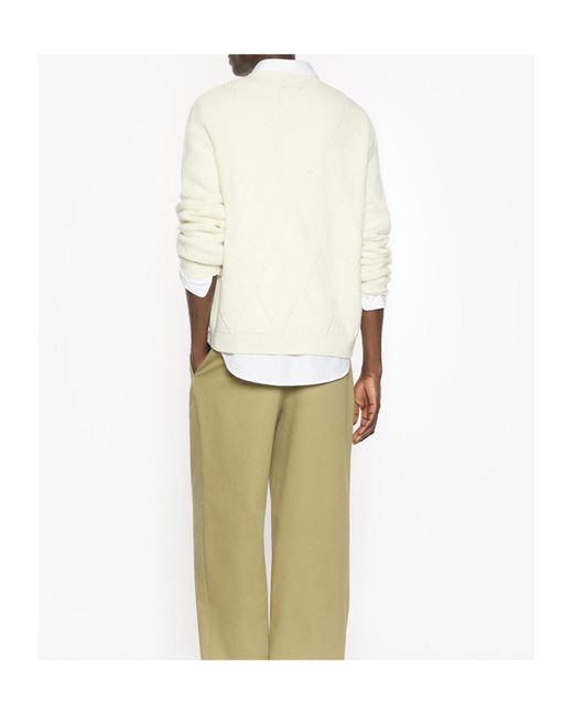 Maison Kitsuné Natural Textured Wool Argyle Jumper for men
