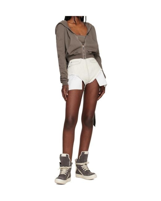 Rick Owens Multicolor Long-Sleeved Cropped Sweatshirt