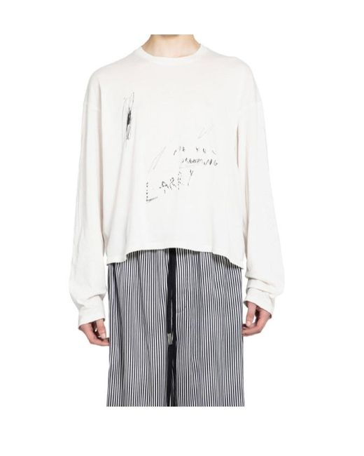 Ann Demeulemeester White Emil Relax Fit Long Sleeve Boxy T-Shirt for men
