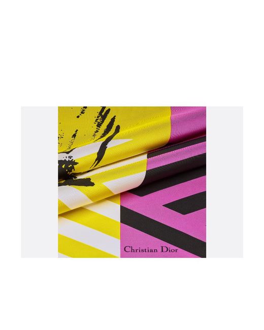 Dior Yellow D-Jungle Pop Square Scarf