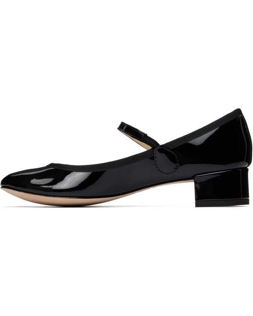 Repetto Black Rose Mary Jane Low Heels