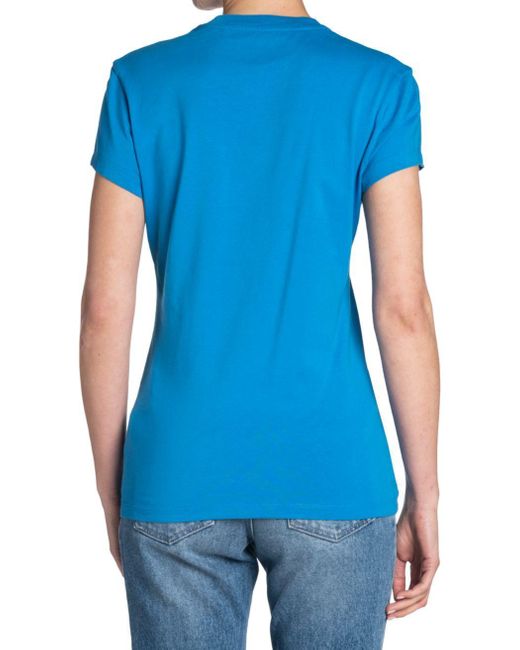 Off-White c/o Virgil Abloh Blue Crewneck Logo Detailed T-Shirt