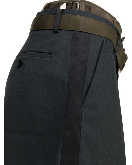 Sacai Black Buckle Detailed Shorts