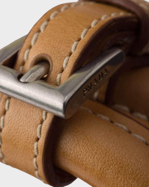 Prada Brown Buckle Canvas And Leather Bag for men