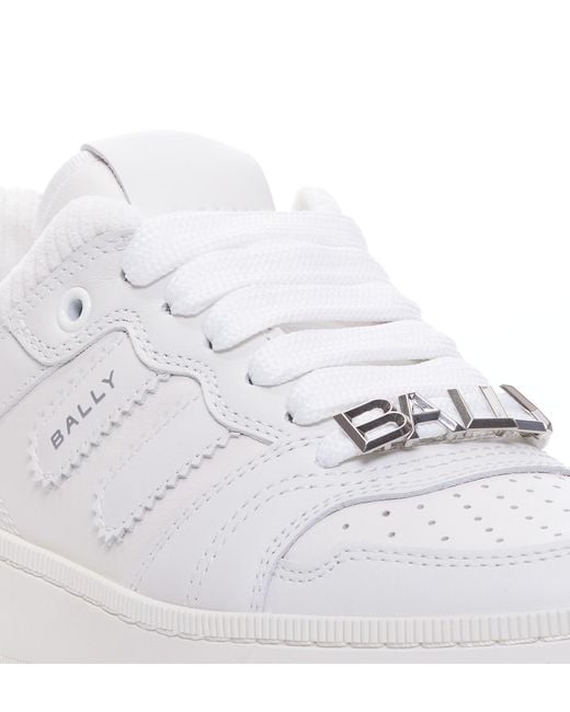 Bally White Round Toe Lace-Up Sneakers