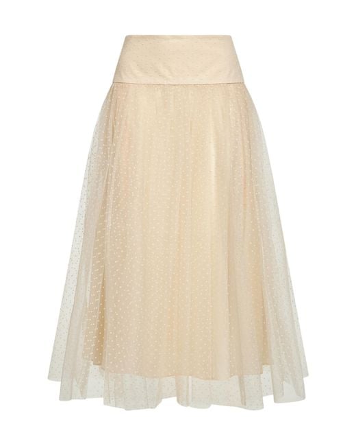 Zimmermann Natural Tulle Midi Skirt
