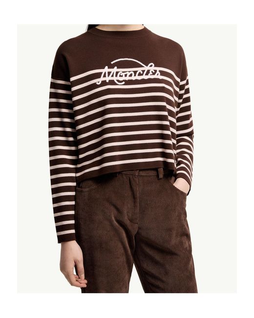 Moncler Brown Striped Crewneck Jumper