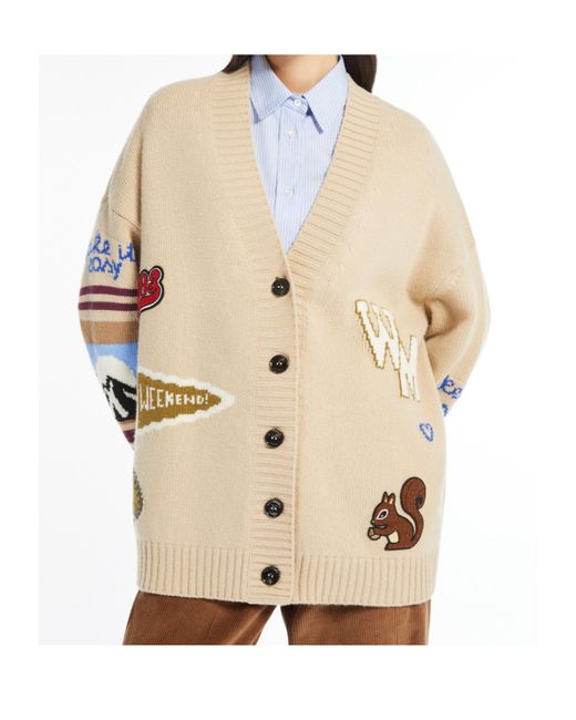Weekend by Maxmara Natural Buttoned V-Neck Cardigan