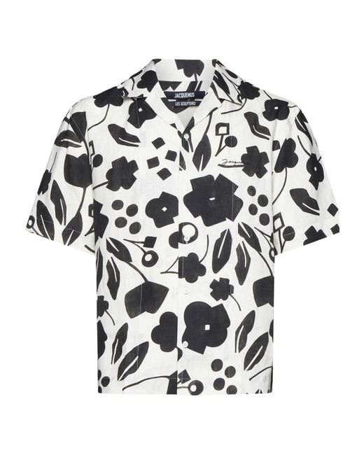 Jacquemus White Graphic Print Short-Sleeved Shirt for men