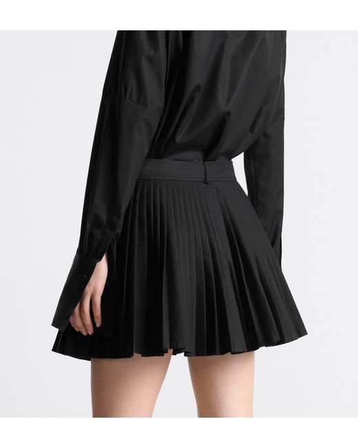 Dior Black Christian Logo Engraved Pleated Mini Skirt
