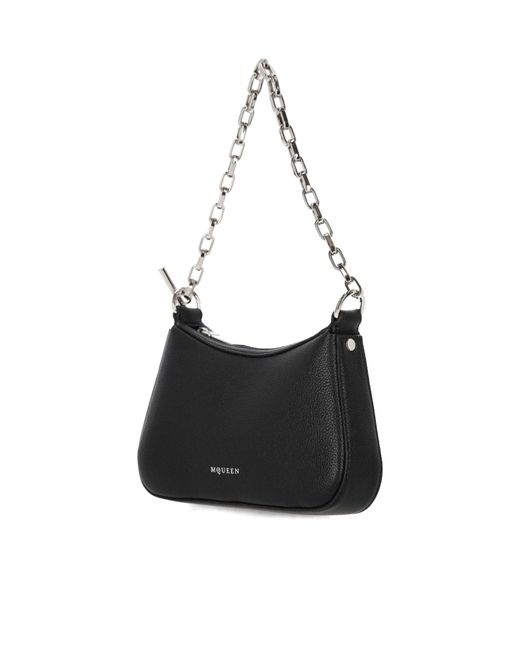 Alexander McQueen Black Logo Printed Chain-Linked Shoulder Bag