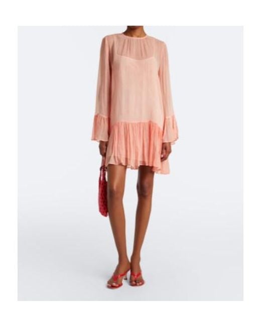 Ulla Johnson Pink Emmeline Ruffled Silk Chiffon Minidress