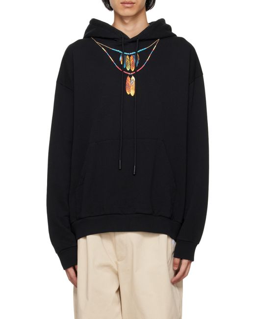 Marcelo Burlon Black County Of Milan Graphic-Printed Drawstring Hoodie for men