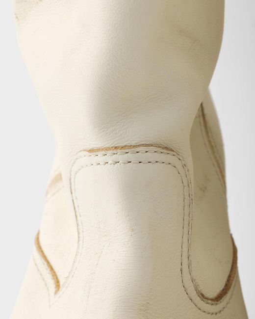 Prada Natural Leather Vintage-Effect Mid-Calf Boots 30