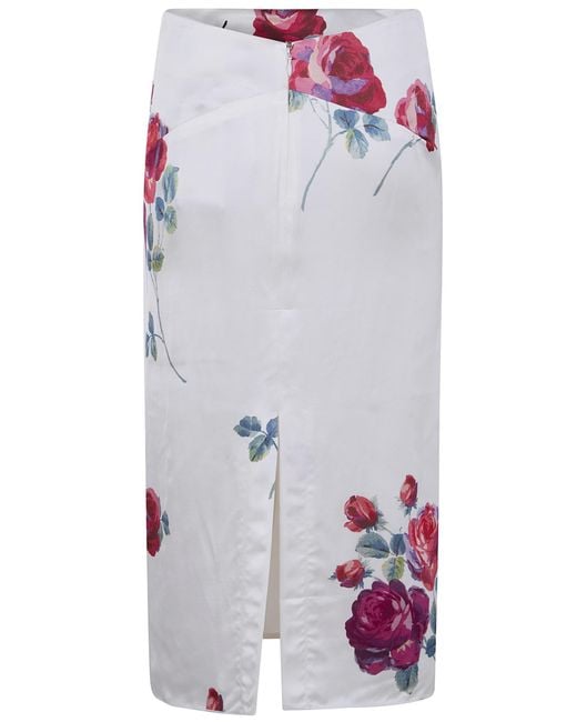 N°21 White Floral-Print Midi Skirt