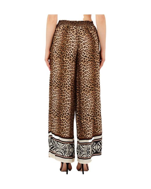 Liu Jo Brown Leopard Print Border Trousers