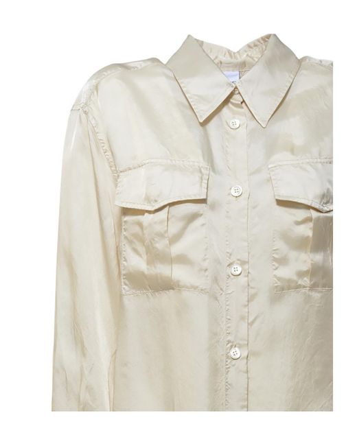 Aspesi White Long-Sleeved Curved Hem Shirt