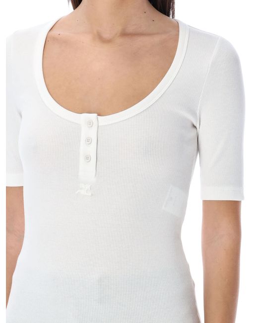 Courreges White Holistic Snaps 90's Ribbed T-Shirt