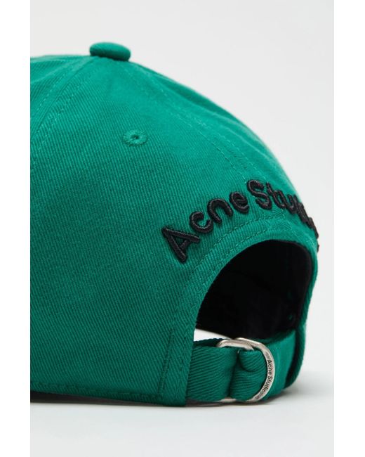 Acne Green Twill Logo Cap