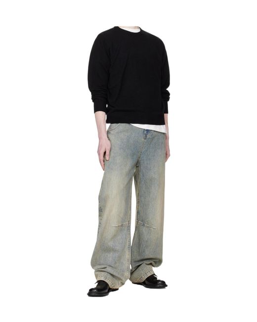 Entire studios Black Knit Crewneck Sweater for men