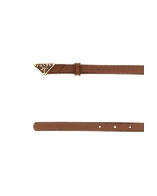 Prada Brown Belt With Triangular Logo