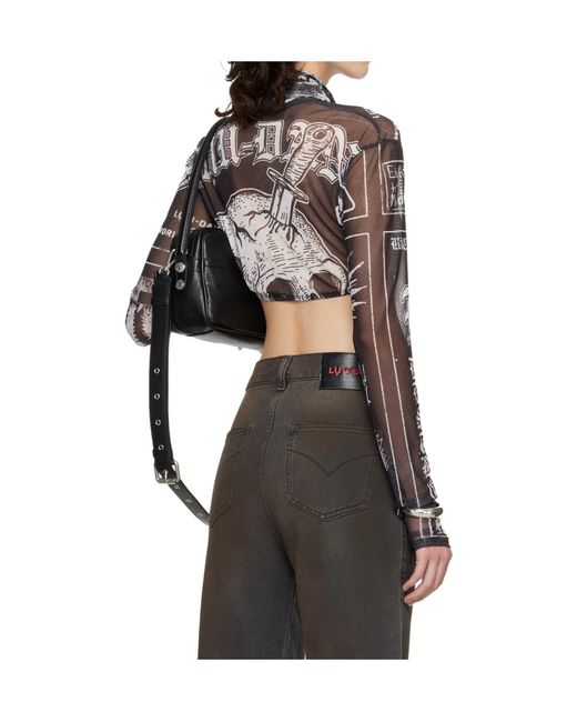 Lu'u Dan Black Mesh Crop Top for men