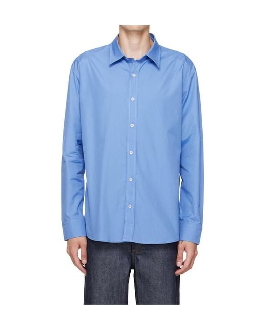 A.P.C. Blue Long-Sleeve Button-Down Shirt for men