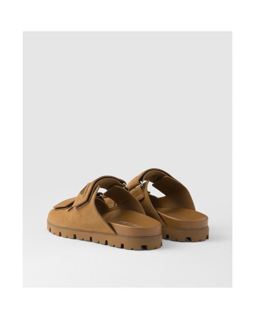 Prada Brown Suede Band Sandals for men
