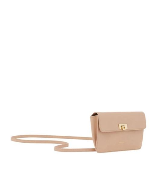 Ferragamo Natural Flat Gancini Mini Bag