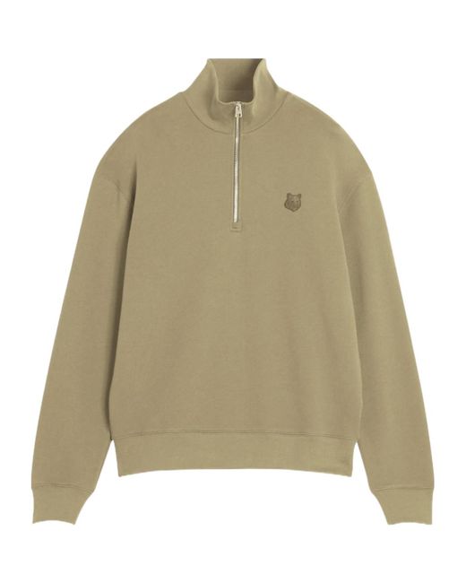 Maison Kitsuné Natural Half Zip Sweatshirt for men