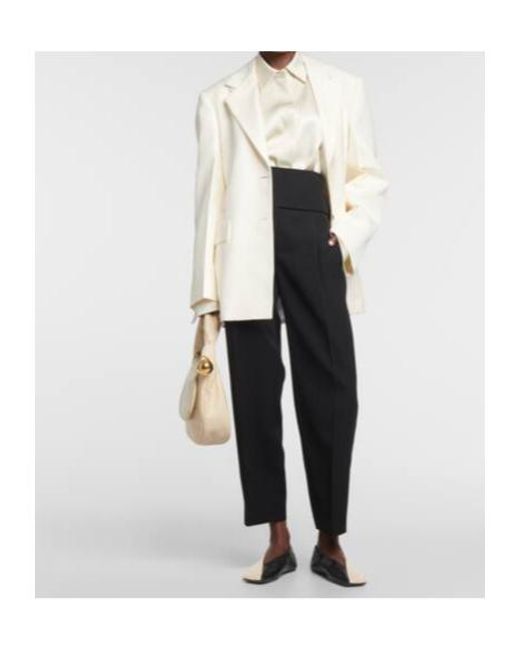 Jil Sander Black High-Rise Wool Wide-Leg Pants
