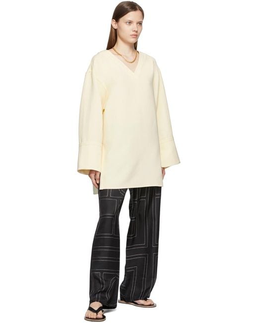 Totême Black Totême Monogram Patterned Wide-Leg Pants