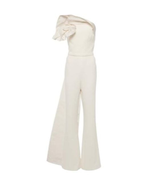 Safiyaa White Bridal Omi Crêpe Jumpsuit