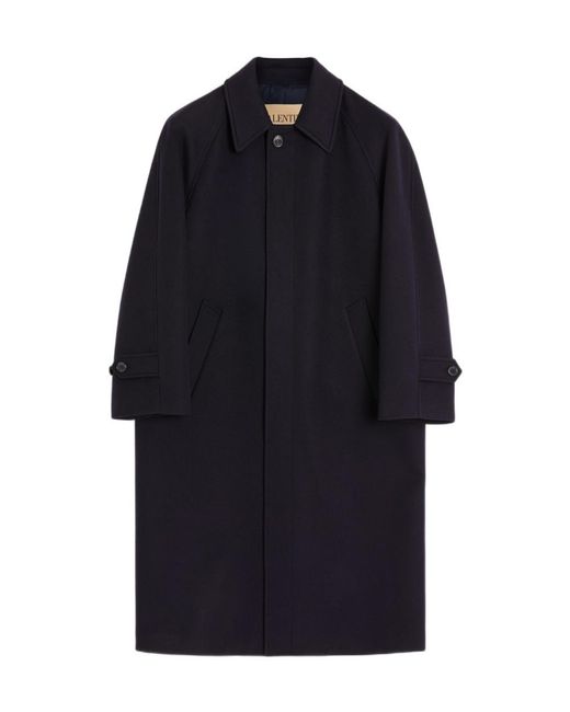Valentino Blue Single-Breasted Straight Hem Coat for men