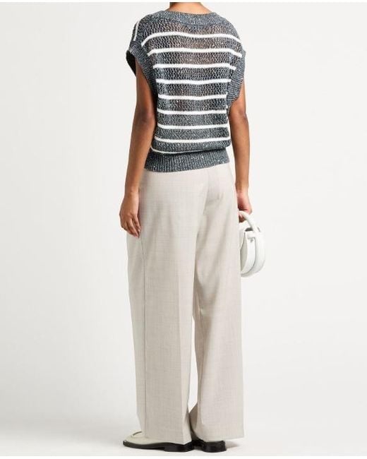Brunello Cucinelli Gray V-Neck Sweater